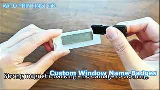 Crachá de acrílico personalizado com janela | Suporte Magnético | Crachás personalizados