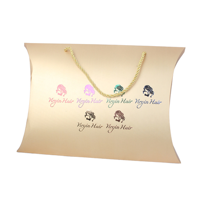 comprar Custom Luxury Gold Pillow Boxes with Handle for Wigs – Premium Hair Extension Gift Packaging online manufacture