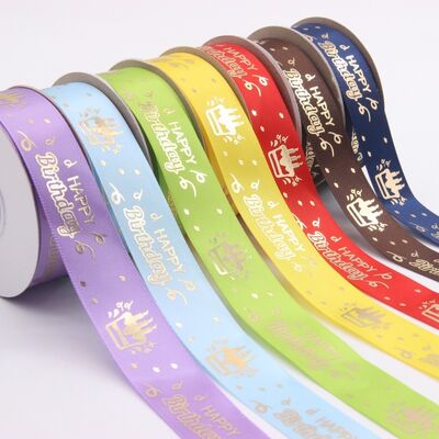 Comprar Custom Gold Foil Logo Satin Ribbon – Personalized Polyester Ribbon For Packaging & Gift Wrapping Fabricação em linha