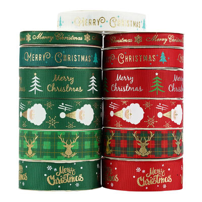 Comprar Fita de gorgurão de Natal impressa personalizada | Fita de embrulho para presente de feriado Fabricação em linha