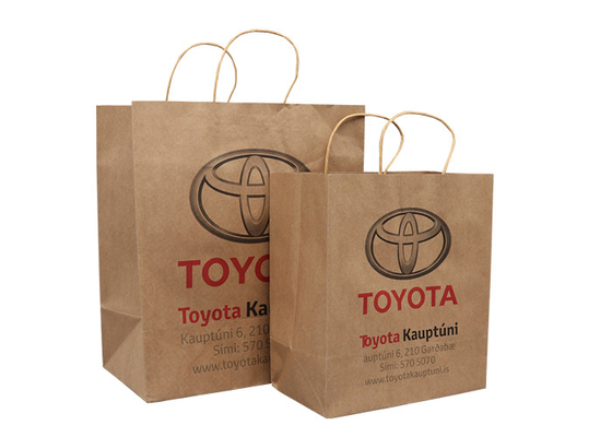 comprar Sacos de compras Eco-amigáveis feitos sob encomenda do papel de embalagem de Brown com Logo Printing Supplier online manufacture