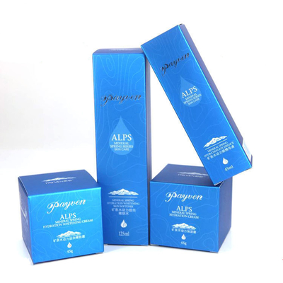 Bom preço. Anunciou a embalagem cosmética luxuosa da cor da caixa de papel com logotipo de carimbo de prata on-line