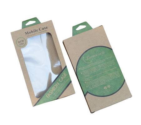 Bom preço. Caixa amigável impressa do papel de embalagem de Eco Brown com furo do gancho para o caso móvel on-line