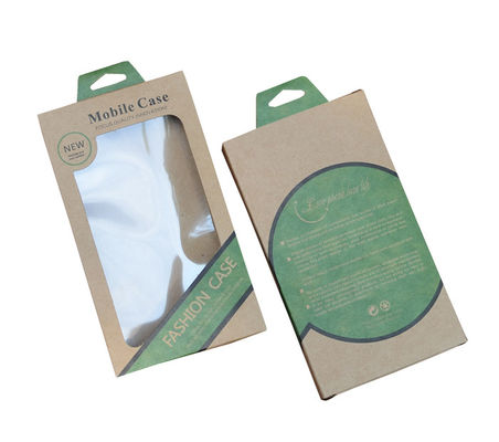 Caixa amigável impressa do papel de embalagem de Eco Brown com furo do gancho para o caso móvel