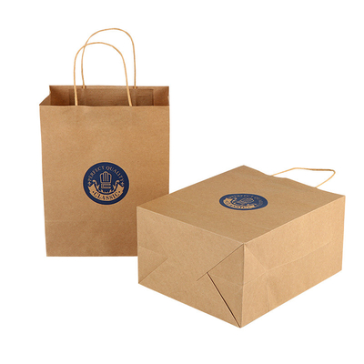 Bom preço. Volume feito sob encomenda dos sacos de mantimento do papel de embalagem de Brown com Logo Printing Twist Handles on-line