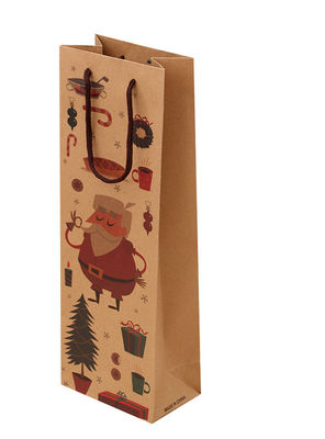 Brown impresso feito sob encomenda o presente do vinho que do papel de embalagem ensaca com algodão segura maioria