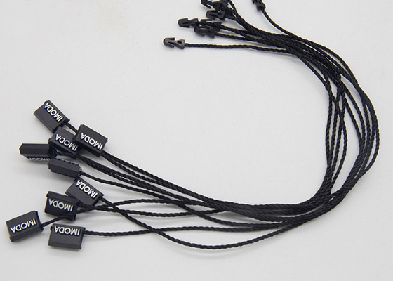Bom preço. Corda da extremidade dos Hangtags plásticos brancos feitos sob encomenda de Logo Black Plastic Tags Small da folha única on-line