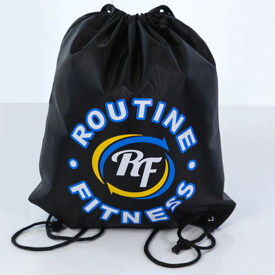 Bom preço. Bolsas personalizadas com impressão de logotipo Mochila personalizada de cordas negras on-line