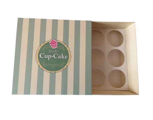 Bom preço. Caixas de cupcake de papel dobráveis ​​personalizadas por atacado com bandeja de papel dentro do fornecedor on-line