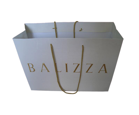 Bom preço. Sacos de compras impressos do papel da roupa com logotipo gravado de carimbo quente da folha de ouro on-line