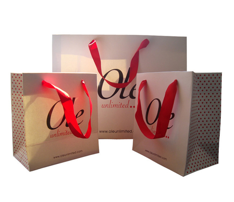 Bom preço. O presente impresso costume do Livro Branco ensaca o ponto por atacado Logo Ribbon Handle UV on-line