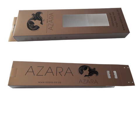 Bom preço. O costume reciclou as caixas de empacotamento de papel imprime com a janela para a extensão do cabelo on-line