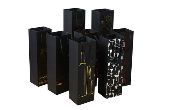 Bom preço. O costume imprimiu sacos de papel grossos do licor do vinho empacota o fabricante por atacado on-line