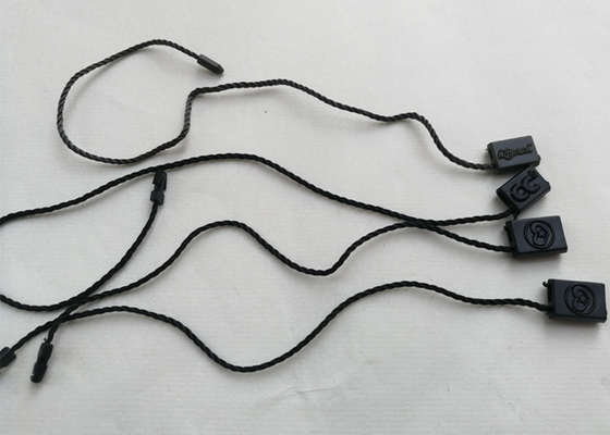 Bom preço. As etiquetas plásticas pretas Eco-amigáveis do laço do costume da ordem gravam Logo Single End String on-line