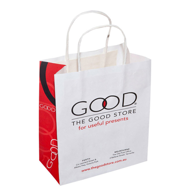 Bom preço. O costume imprimiu os sacos de compras brancos do papel de embalagem com o punho de papel torcido on-line